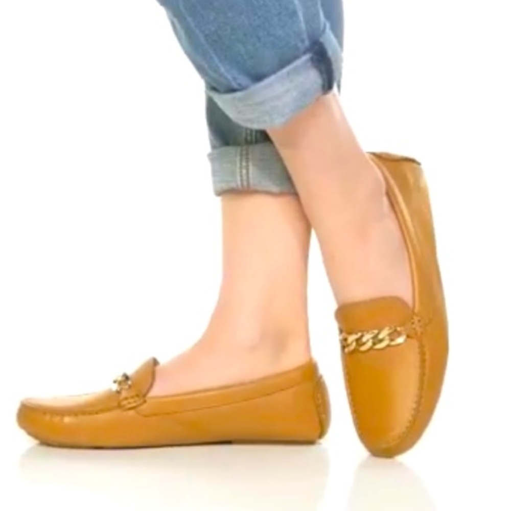 Johnston & Murphy Women’s Leather Maggie Chain Driving Loafers 8.5M Light Brown